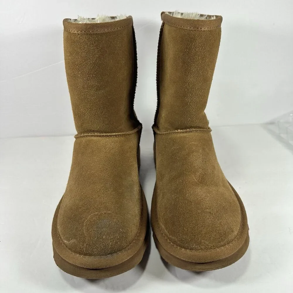 Time and Tru Women’s Tan Faux Suede Mid-Calf Boots – Size 9 – Faux Fur Lined